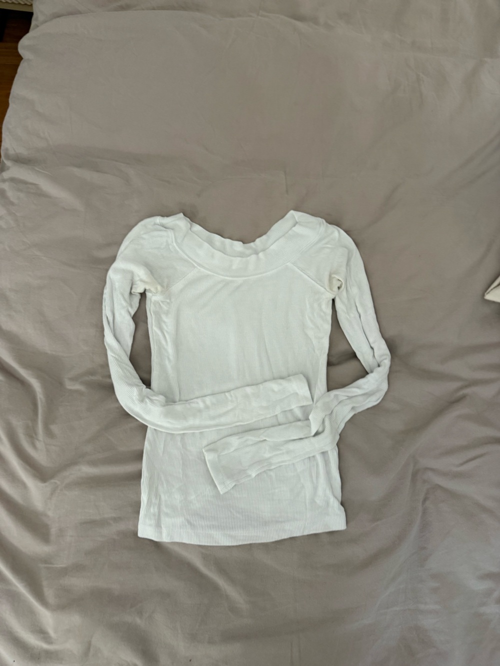 BDG White Ribbed Long-Sleeve Thermal Top
